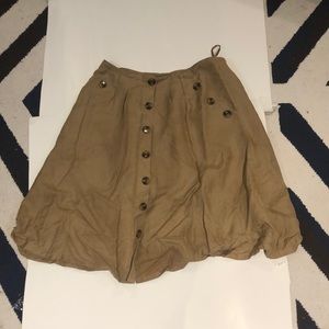 Beige Skater Botton Down Front Skirt